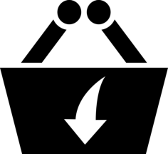 Commercial Basket With Down Arrow Symbol Tracing Svg Vector, Free Vectors File